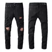 amiri denim jeans skinny-fit distressed stretch fire art patch noir